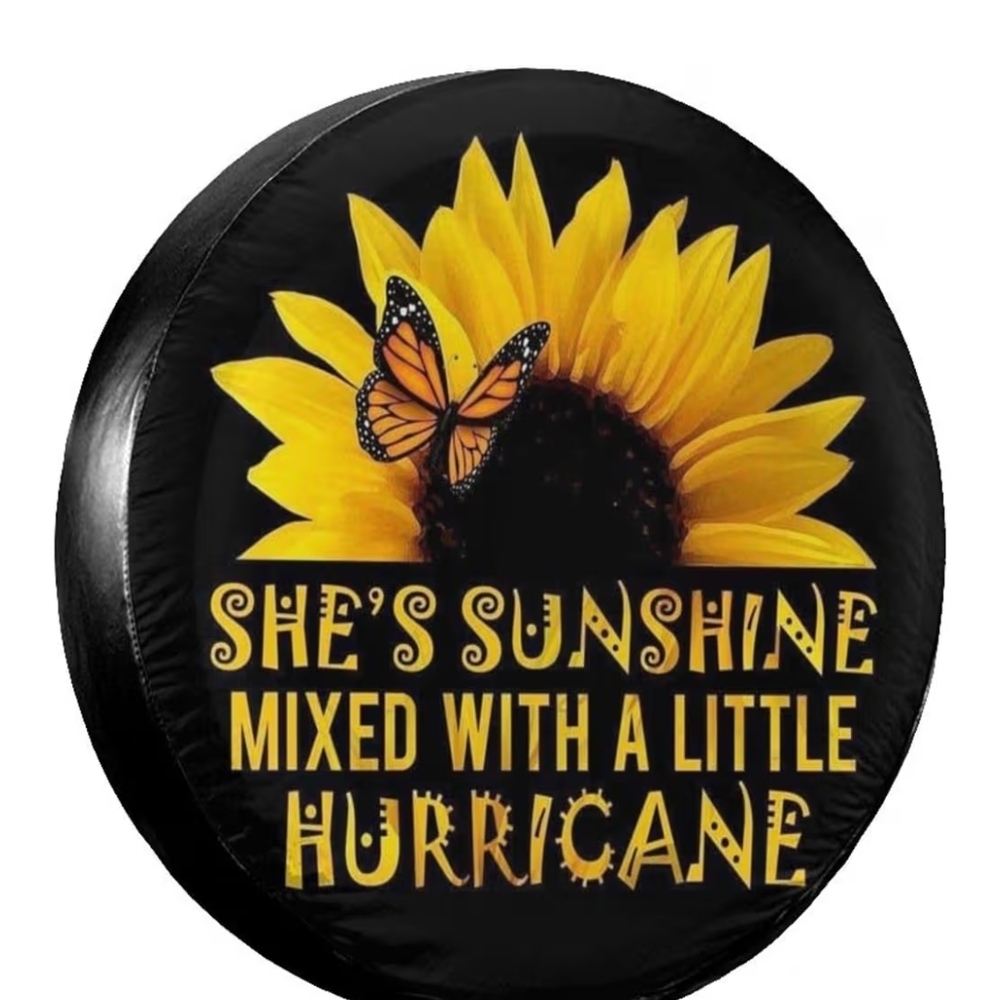 Sunflower Spare Tire Cover with Butterfly
